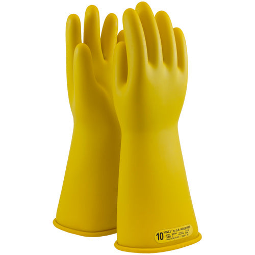 ‎170-2-14/11 - Novax - Natural Rubber Insulating Glove - Class 2 - 14″ - Yellow - Straight Cuff - Exact Industrial Supply