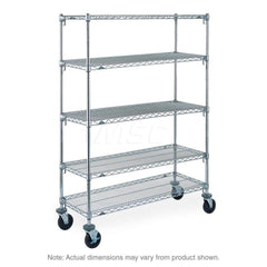 Mobile Unit Wire Shelving: 5 Shelves 36″ Wide, 18″ Deep, 67-7/8″ High