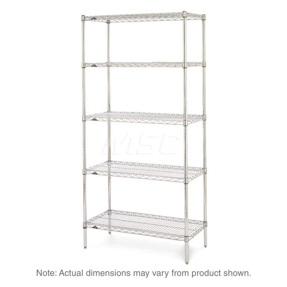 Starter Unit Wire Shelving: 5 Shelves 24″ Wide, 21″ Deep, 74″ High