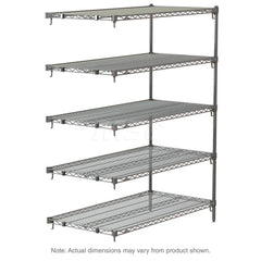 Add-On Unit Wire Shelving: 5 Shelves 21″ Wide, 72″ Deep, 74″ High