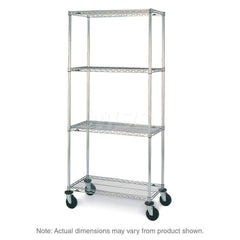 Mobile Unit Wire Shelving: 4 Shelves 21″ Wide, 36″ Deep, 67-7/8″ High