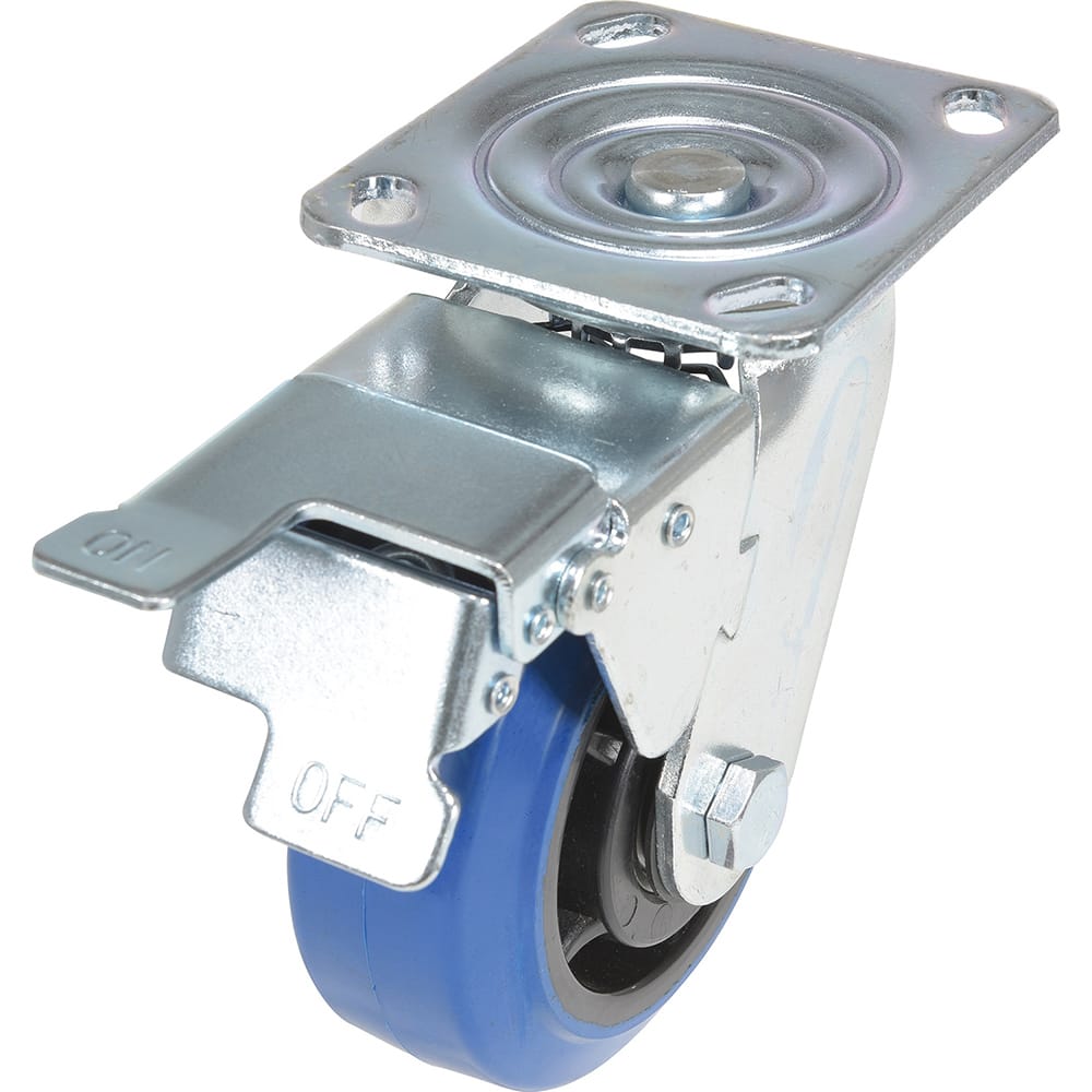 Vestil - Standard Casters; Mount: With Holes ; Style: Swivel w/Total Brake ; Wheel Diameter: 5 (Inch); Wheel Width: 2 (Inch); Overall Height (Inch): 6-1/2 ; Load Capacity (Lb.): 550.000 - Exact Industrial Supply