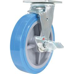 Vestil - Standard Casters; Mount: With Holes ; Style: Swivel w/Brake ; Wheel Diameter: 8 (Inch); Wheel Width: 2 (Inch); Overall Height (Inch): 9-9/16 ; Load Capacity (Lb.): 925.000 - Exact Industrial Supply