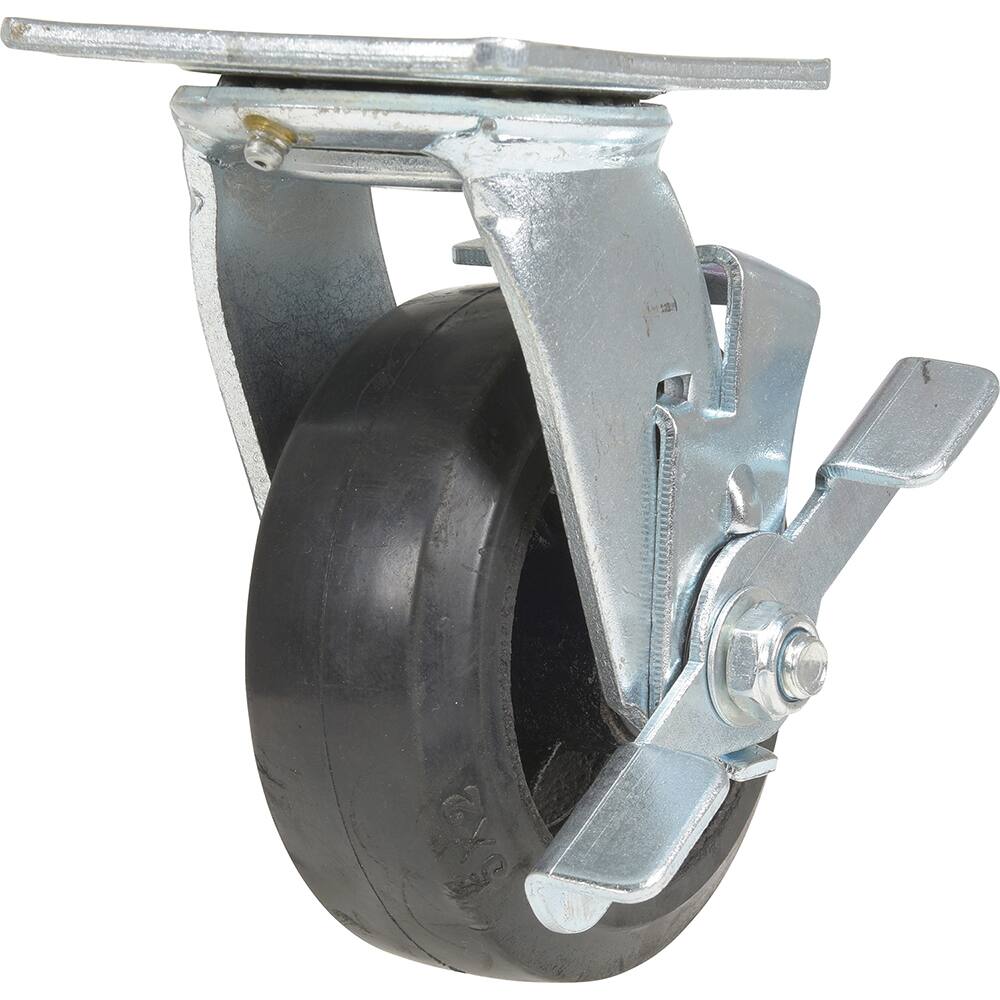 Vestil - Standard Casters; Mount: With Holes ; Style: Swivel w/Brake ; Wheel Diameter: 5 (Inch); Wheel Width: 2 (Inch); Overall Height (Inch): 6-1/2 ; Load Capacity (Lb.): 440.000 - Exact Industrial Supply