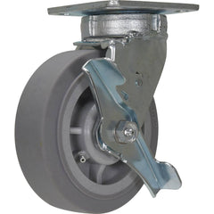 Vestil - Standard Casters; Mount: With Holes ; Style: Swivel w/Brake ; Wheel Diameter: 6 (Inch); Wheel Width: 2 (Inch); Overall Height (Inch): 7-1/2 ; Load Capacity (Lb.): 600.000 - Exact Industrial Supply