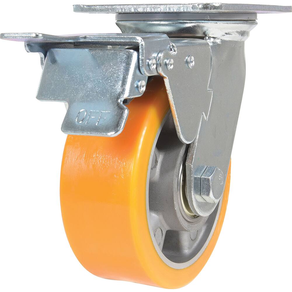 Vestil - Standard Casters; Mount: With Holes ; Style: Swivel w/Total Brake ; Wheel Diameter: 5 (Inch); Wheel Width: 2 (Inch); Overall Height (Inch): 6-1/2 ; Load Capacity (Lb.): 990.000 - Exact Industrial Supply