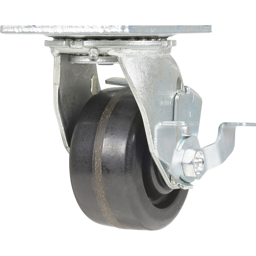 Vestil - Standard Casters; Mount: With Holes ; Style: Swivel w/Brake ; Wheel Diameter: 4 (Inch); Wheel Width: 2 (Inch); Overall Height (Inch): 5-1/2 ; Load Capacity (Lb.): 800.000 - Exact Industrial Supply