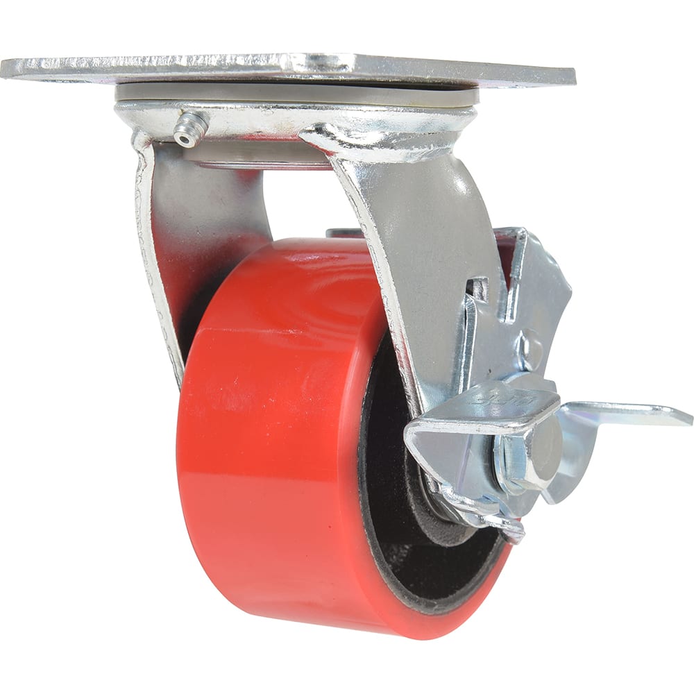 Vestil - Standard Casters; Mount: With Holes ; Style: Swivel w/Brake ; Wheel Diameter: 4 (Inch); Wheel Width: 2 (Inch); Overall Height (Inch): 5-1/2 ; Load Capacity (Lb.): 792.000 - Exact Industrial Supply