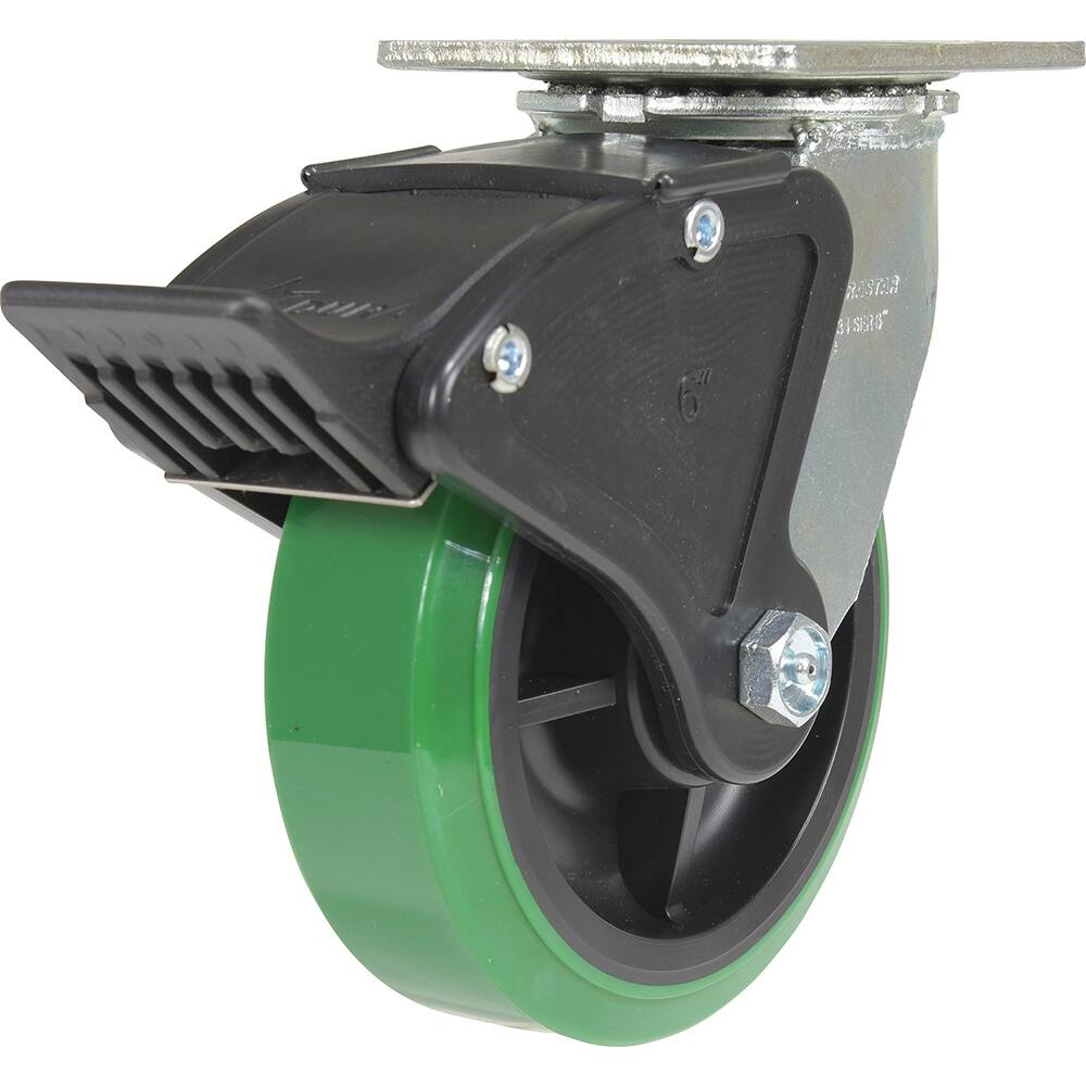 Vestil - Standard Casters; Mount: With Holes ; Style: Swivel w/Total Brake ; Wheel Diameter: 6 (Inch); Wheel Width: 2 (Inch); Overall Height (Inch): 7.375 ; Load Capacity (Lb.): 900.000 - Exact Industrial Supply