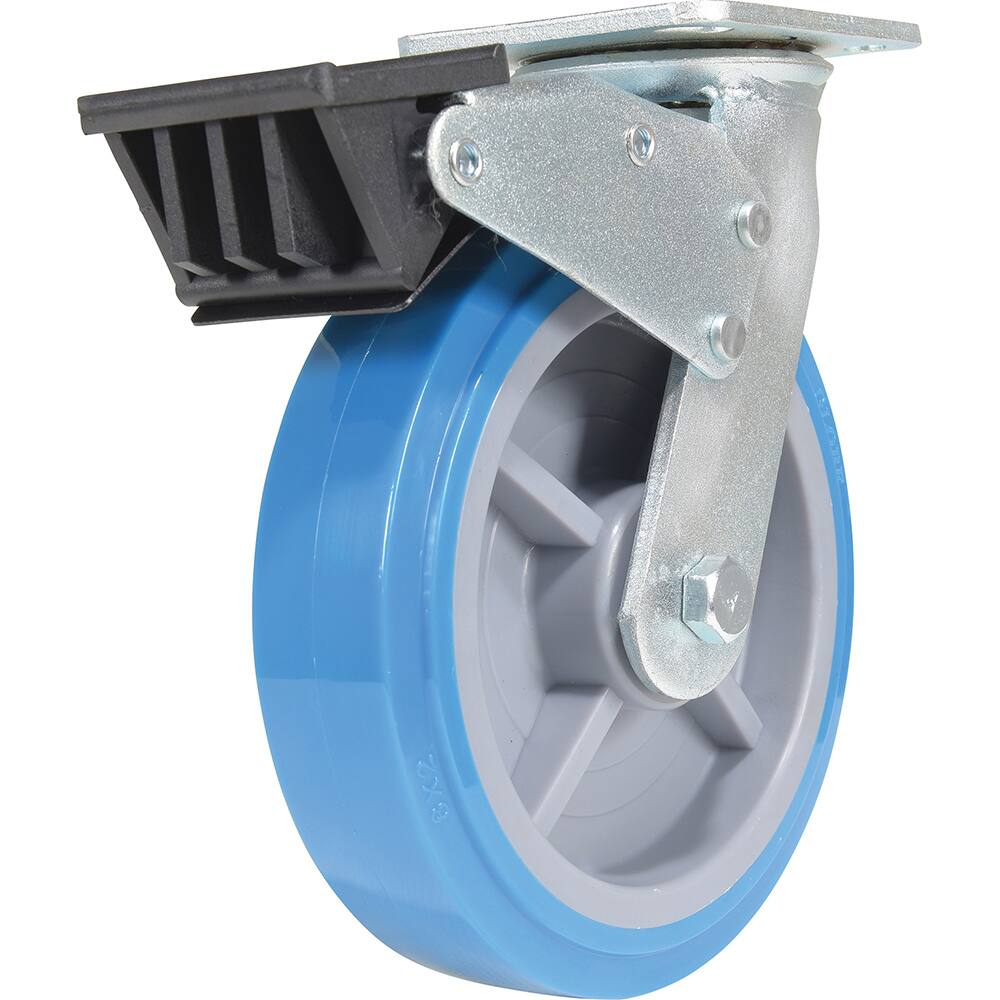 Vestil - Standard Casters; Mount: With Holes ; Style: Swivel w/Total Brake ; Wheel Diameter: 8 (Inch); Wheel Width: 2 (Inch); Overall Height (Inch): 9-9/16 ; Load Capacity (Lb.): 925.000 - Exact Industrial Supply