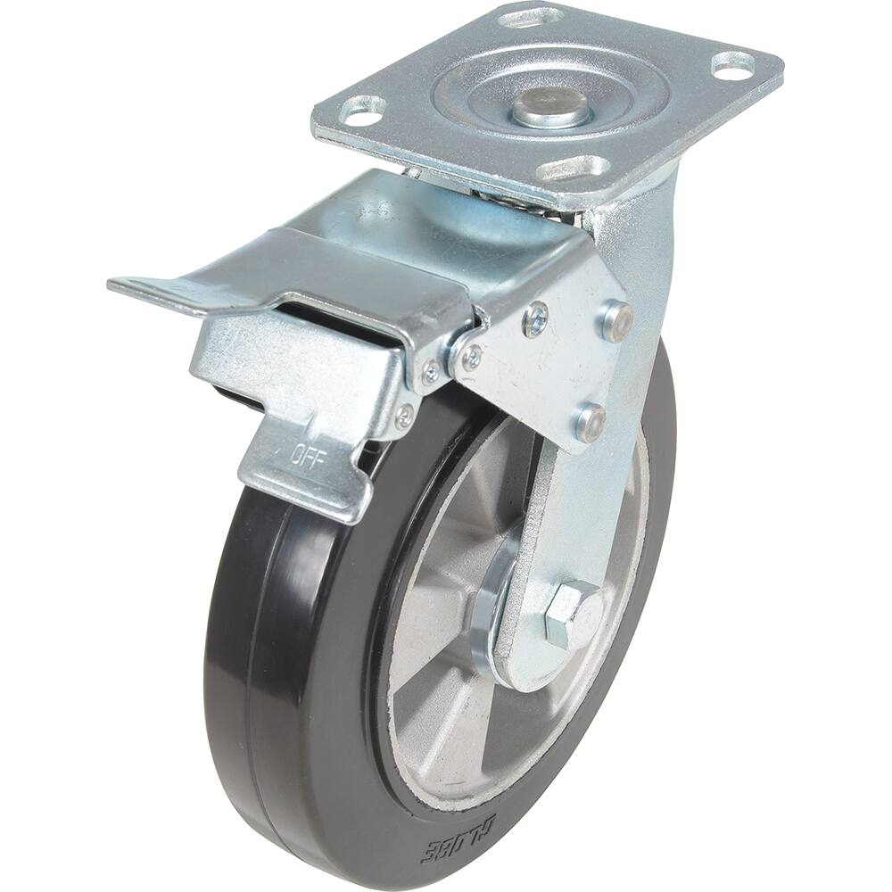 Vestil - Standard Casters; Mount: With Holes ; Style: Swivel w/Total Brake ; Wheel Diameter: 8 (Inch); Wheel Width: 2 (Inch); Overall Height (Inch): 9-1/2 ; Load Capacity (Lb.): 881.000 - Exact Industrial Supply