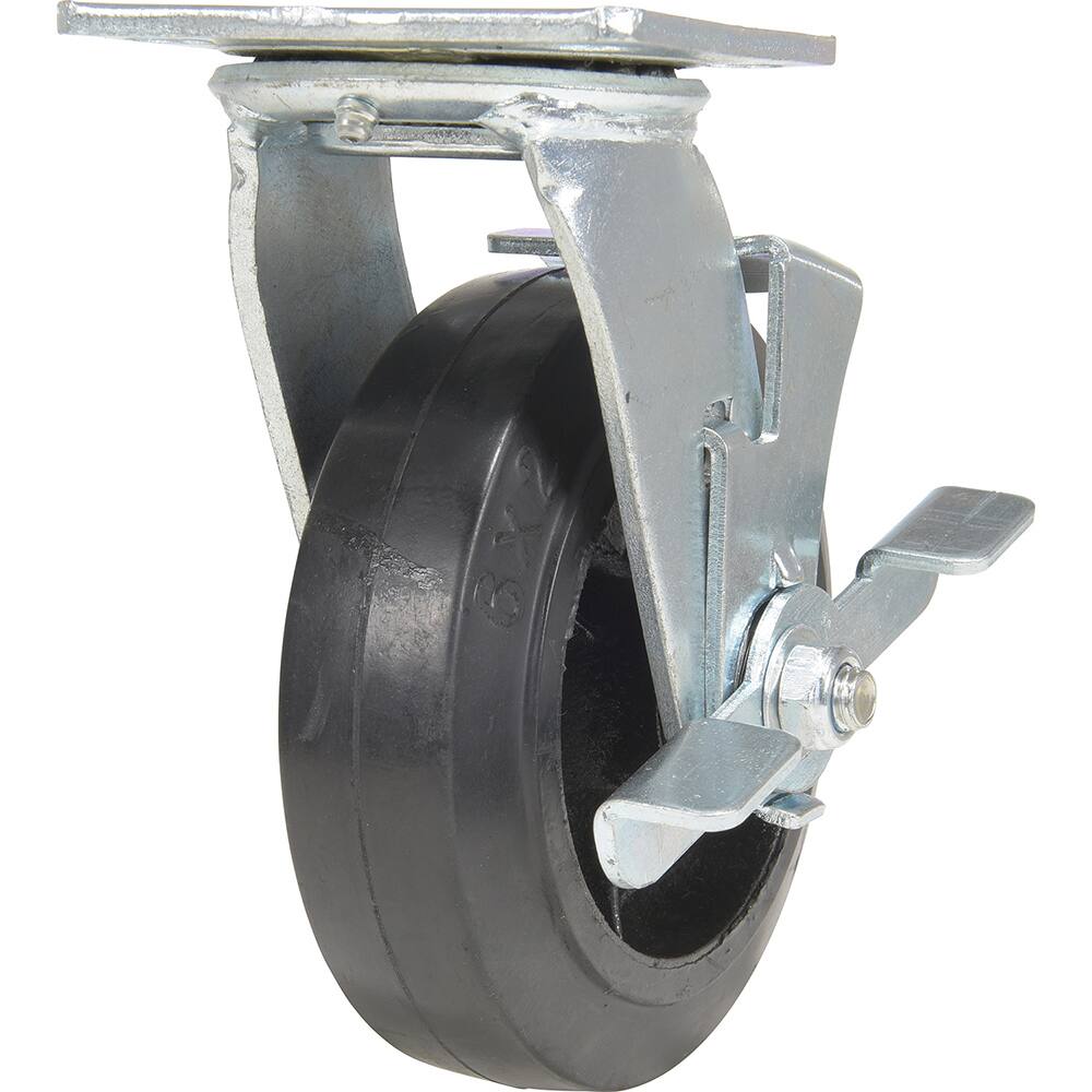 Vestil - Standard Casters; Mount: With Holes ; Style: Swivel w/Brake ; Wheel Diameter: 6 (Inch); Wheel Width: 2 (Inch); Overall Height (Inch): 7-1/2 ; Load Capacity (Lb.): 507.000 - Exact Industrial Supply