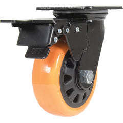 Vestil - Standard Casters; Mount: With Holes ; Style: Swivel w/Total Brake ; Wheel Diameter: 5 (Inch); Wheel Width: 2 (Inch); Overall Height (Inch): 6-1/2 ; Load Capacity (Lb.): 726.000 - Exact Industrial Supply