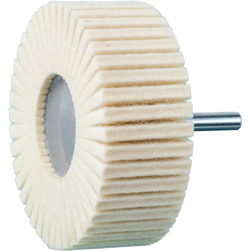 PFERD - Mounted Flap Wheels; Abrasive Type: Coated ; Outside Diameter (Inch): 3 ; Face Width (Inch): 1 ; Abrasive Material: Felt ; Grade: Hard ; Mounting Type: 1/4" Shank - Exact Industrial Supply