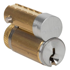 Schlage - Cylinders; Type: Removeable Core ; Keying: P Keyway ; Number of Pins: 6 ; Material: Brass ; Finish/Coating: Satin Chrome - Exact Industrial Supply