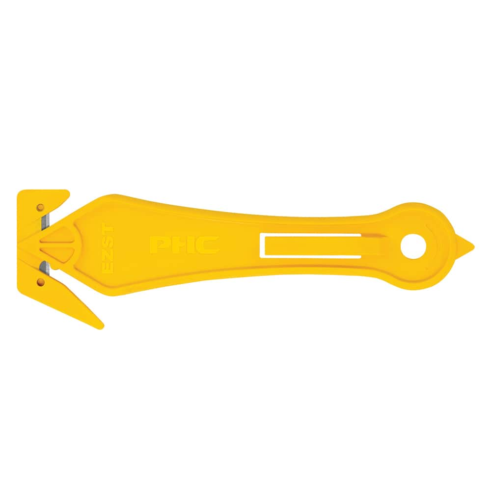 PHC - Utility Knives, Snap Blades & Box Cutters; Type: Safety Cutter ; Blade Type: Recessed/Concealed Fixed Blade ; Number of Blades Included: 1 ; Number of Blades: 1 ; Handle Material: Plastic ; Color: Yellow - Exact Industrial Supply