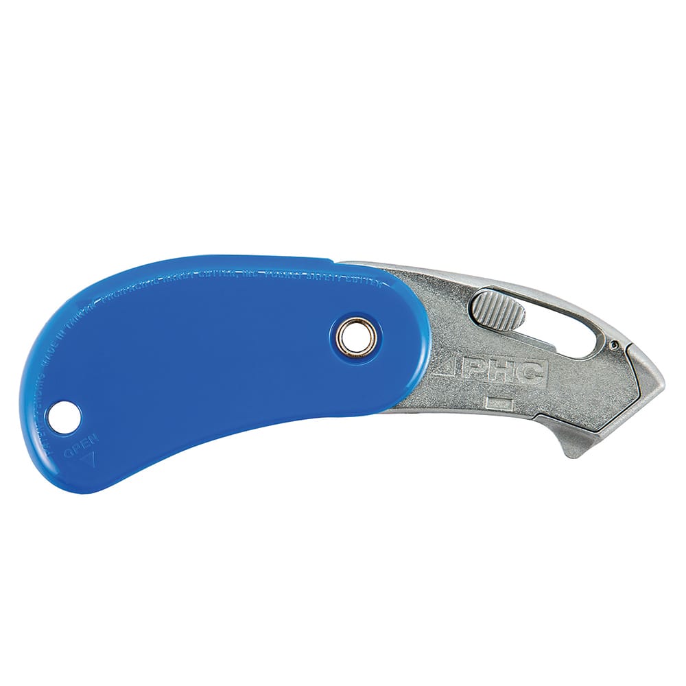 PHC - Utility Knives, Snap Blades & Box Cutters; Type: Safety Cutter ; Blade Type: Retractable; Springback ; Number of Blades Included: 1 ; Number of Blades: 1 ; Handle Material: Plastic ; Color: Blue - Exact Industrial Supply