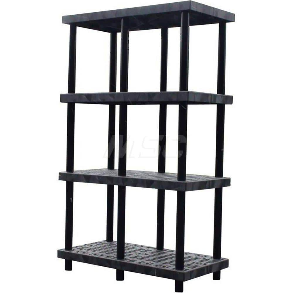 Plastic Shelving; Type: Raised Shelving; Shelf Capacity (Lb.): 1495; Width (Inch): 24; Height (Inch): 78.000000; Depth: 48; Number of Shelves: 4; Color: Black