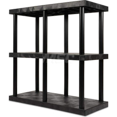 Plastic Shelving; Type: Fixed Shelving; Shelf Capacity (Lb.): 1330; Width (Inch): 24; Height (Inch): 51.000000; Depth: 48; Number of Shelves: 3; Color: Black