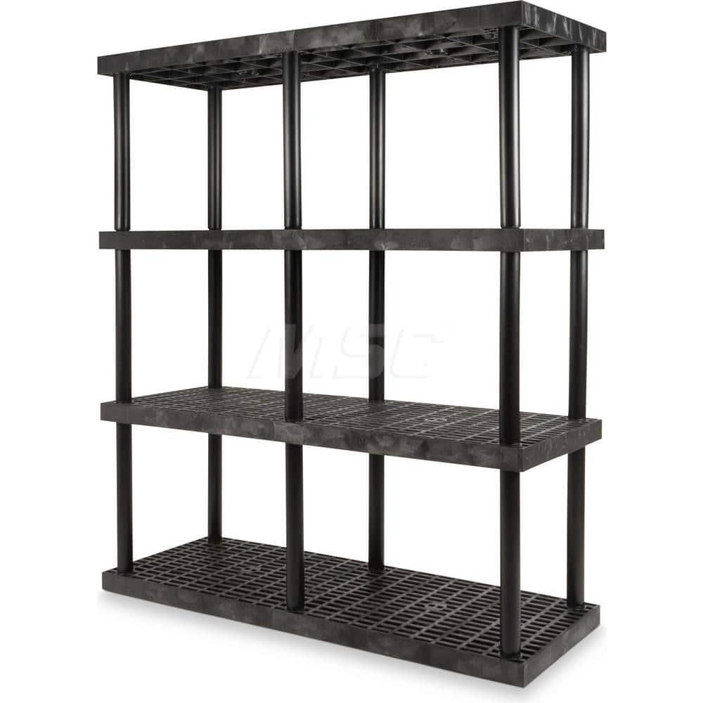 Plastic Shelving; Type: Fixed Shelving; Shelf Capacity (Lb.): 1850; Width (Inch): 24; Height (Inch): 75.000000; Number of Shelves: 4; Color: Black