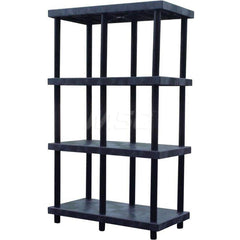 Plastic Shelving; Type: Raised Shelving; Shelf Capacity (Lb.): 1760; Width (Inch): 24; Height (Inch): 78.000000; Depth: 48; Number of Shelves: 4; Color: Black