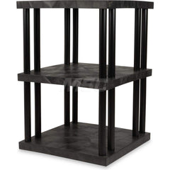 Plastic Shelving; Type: Fixed Shelving; Shelf Capacity (Lb.): 1475; Width (Inch): 36; Height (Inch): 51.000000; Depth: 36; Number of Shelves: 3; Color: Black