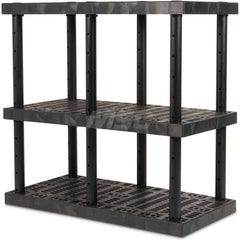 Plastic Shelving; Type: Adjustable Shelving; Shelf Capacity (Lb.): 1015; Width (Inch): 24; Height (Inch): 48.000000; Depth: 48; Number of Shelves: 3; Color: Black