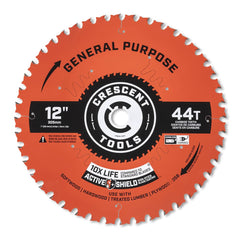 Wet & Dry Cut Saw Blade: 12″ Dia, 1″ Arbor Hole, 0.098″ Kerf Width, 44 Teeth Use on General Purpose