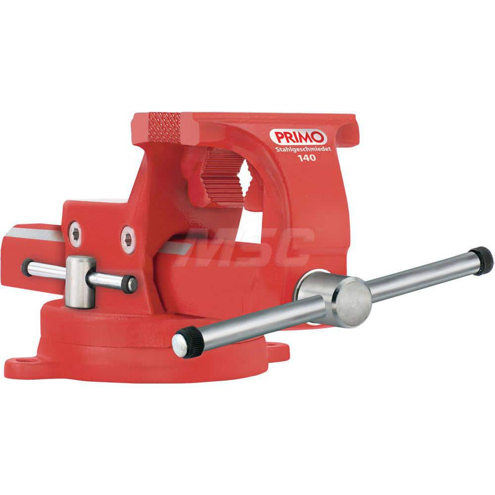 Bench & Pipe Combination Vise: 5-1/2″ Jaw Width, 7-1/2″ Jaw Opening, 3-1/2″ Throat Depth Bolt Down, Swivel Base, Steel