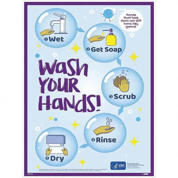 NMC - "COVID-19 - Wash Your Hands", 18" Wide x 24" High, Paper Safety Sign - A1 Tooling