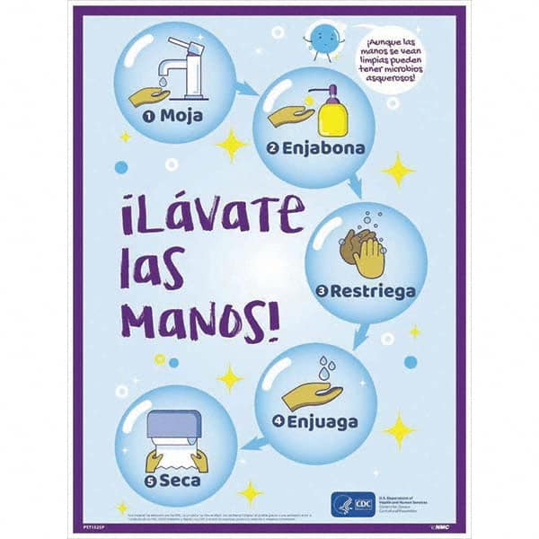 NMC - "COVID-19 - Il\xE1vate Las Manos!", 18" Wide x 24" High, Paper Safety Sign - A1 Tooling