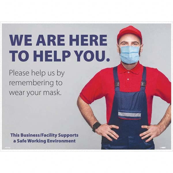 NMC - "COVID-19 - We Are Here To Help You", 24" Wide x 18" High, Paper Safety Sign - A1 Tooling