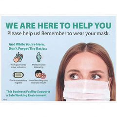 NMC - "COVID-19 - We Are Here To Help You", 24" Wide x 18" High, Paper Safety Sign - A1 Tooling