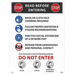 NMC - "COVID-19 - STOP - Read Before Entering", 18" Wide x 24" High, Paper Safety Sign - A1 Tooling