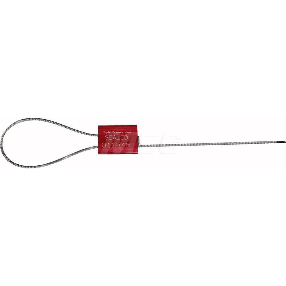 Security Seals; Type: Security Seal; Cable Seal; Overall Length (Decimal Inch): 13.00; 13.10000; Operating Length: 12; 12 in; Breaking Strength: 727.000; Material: Aluminum; Color: Red; Various; Breaking Strength (Kgs): 329.00; Style: Cable Seal; Color: R