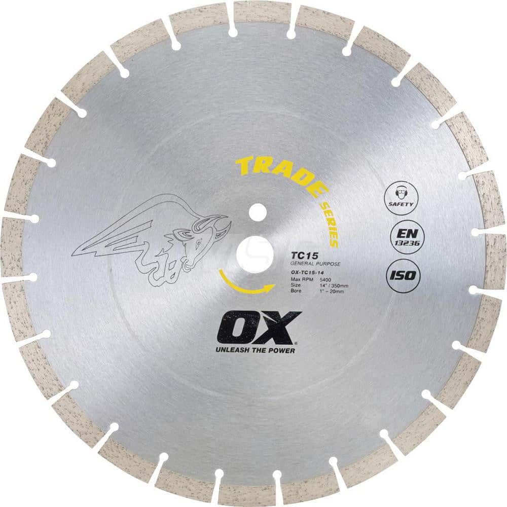 Wet & Dry Cut Saw Blade: 14″ Dia, 1″ Arbor Hole Use on Concrete, Standard Arbor