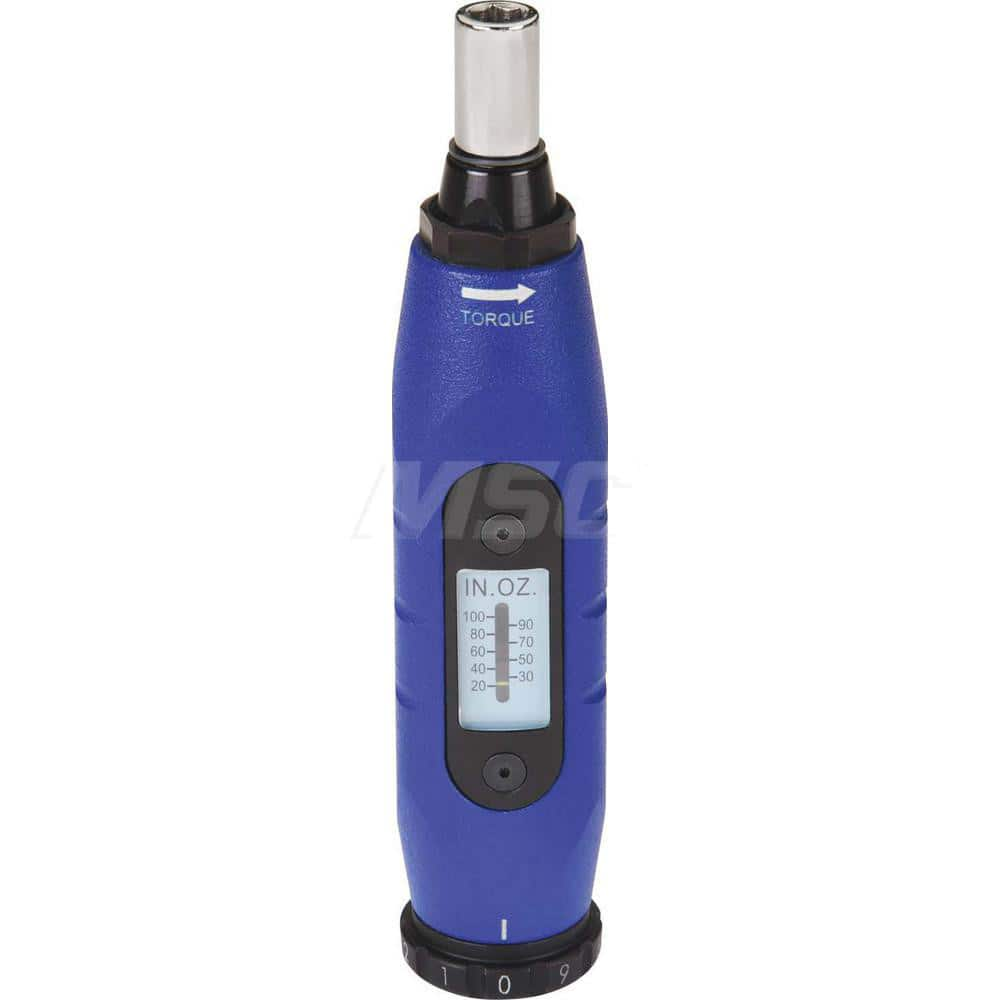 Torque Screwdriver: 3.54 to 17.7 in/lb Torque 6.25″ OAL, 1/4″ Drive