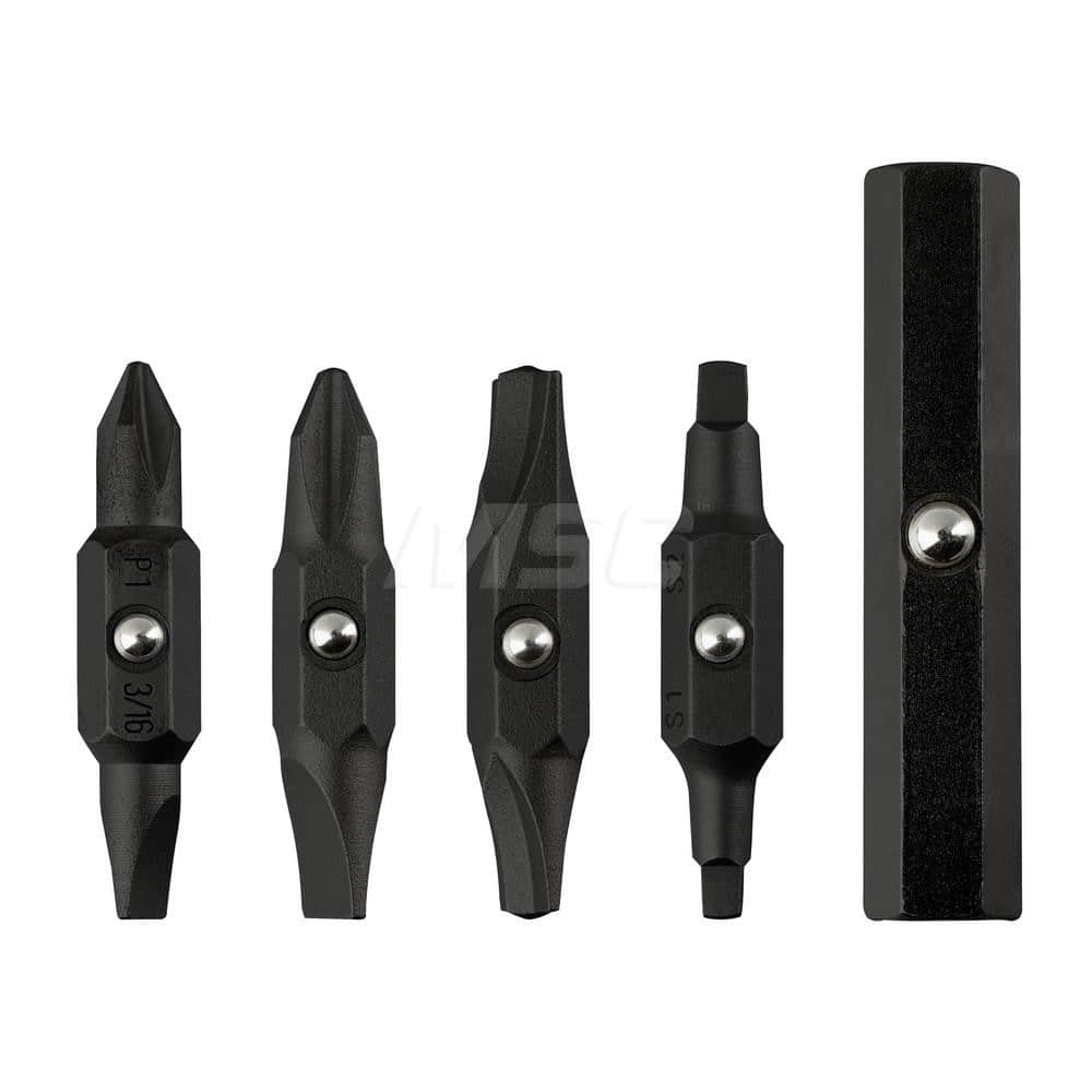 Screwdriver Insert Bit Set: 1/4″ Drive #1 & #2 Phillips, 3/16 & 1/4″ Slotted