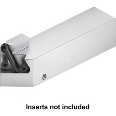 Indexable Cutoff Toolholder: 0.6105″ Max Depth of Cut, 0.6105″ Max Workpiece Dia, Left Hand 1-1/2″ Shank Height, 1-1/2″ Shank Width, Uses Beyond Evolution Blades Inserts, Series Beyond Evolution