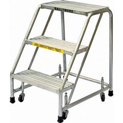 Aluminum Rolling Ladder: 3 Step Solid Ribbed Tread