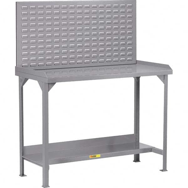 Stationary Workbench: Gray 4,000 lb Capacity, 2 Shelves