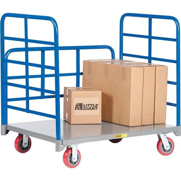 Little Giant - 3,600 Lb Capacity Steel Double End Rack Platform Truck - Steel Deck, 30" OAW, 60" Platform Length, Polyurethane Casters - A1 Tooling