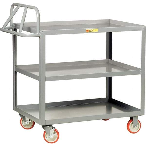 Little Giant - 1,200 Lb Capacity, 24" Wide x 36" Long x 35" High Cart - 3 Shelf, Steel, Polyurethane Casters - A1 Tooling