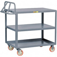 Little Giant - 1,200 Lb Capacity, 30" Wide x 48" Long x 35" High Cart - 3 Shelf, Steel, Polyurethane Casters - A1 Tooling