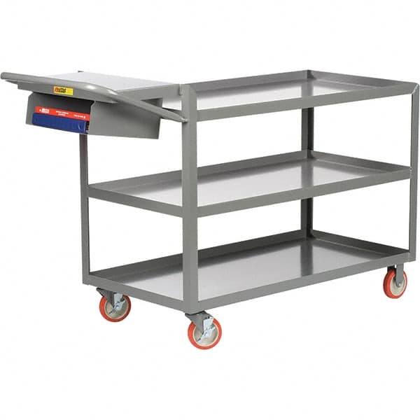 Little Giant - 1,200 Lb Capacity, 24" Wide x 36" Long x 35" High Order Picking Cart - 3 Shelf, Steel, 2 Rigid/2 Swivel Casters - A1 Tooling