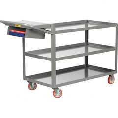 Little Giant - 1,200 Lb Capacity, 18" Wide x 32" Long x 35" High Order Picking Cart - 3 Shelf, Steel, 2 Rigid/2 Swivel Casters - A1 Tooling