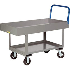 Little Giant - 2,000 Lb Capacity Steel Platform Truck - Steel Deck, 24" OAW, 61-1/2" Platform Length, Mold On Rubber Casters - A1 Tooling