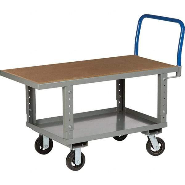 Little Giant - 2,000 Lb Capacity Steel Platform Truck - Steel Deck, 30" OAW, 61-1/2" Platform Length, Mold On Rubber Casters - A1 Tooling