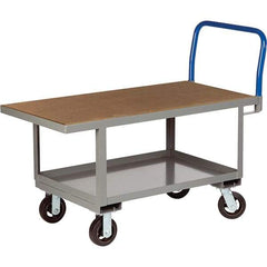 Little Giant - 2,000 Lb Capacity Steel Platform Truck - Wood Deck, 24" OAW, 48" Platform Length, Mold On Rubber Casters - A1 Tooling