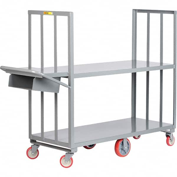 Little Giant - 2,000 Lb Capacity, 24" Wide x 60" Long x 58" High Order Picking Cart - Steel, Polyurethane Casters - A1 Tooling